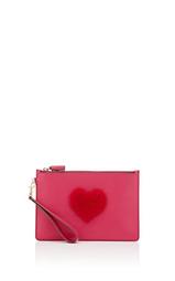 Shearling-Heart Leather Pouch