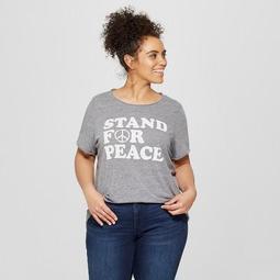 Women's Plus Size Stand For Peace Short Sleeve Boyfriend T-Shirt - Grayson Threads (Juniors') Charcoal Gray