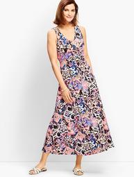 Casual Jersey Maxi Dress - Scroll Print