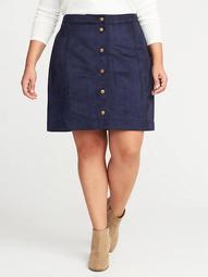 Sueded Snap-Front Plus-Size Mini