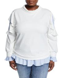 Layered Ruffle Pullover Sweatshirt, Plus Size