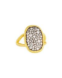 Gilded Cable Large Pave Ring, Size 7