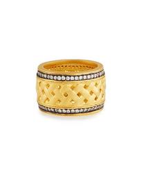 Textured Ornaments Wide Band Ring, Size 6