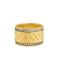 Textured Ornaments Wide Band Ring, Size 8
