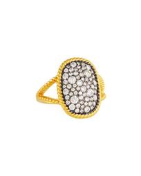 Gilded Cable Large Pave Ring, Size 8