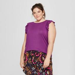 Women's Plus Size Ruffle Knit Sleeveless Tank - A New Day™ Purple