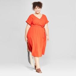 Women's Plus Size V-Neck Dress - Universal Thread™ Orange