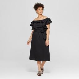 Women's Plus Size Wrap Tie Bardot Midi Dress - Who What Wear™