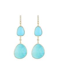 18k Double-Drop Turquoise & Diamond Earrings