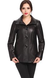 Women's "Evelyn" Wing Collar New Zealand Lambskin Leather Jacket - Plus Size