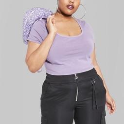 Women's Plus Size Washed Cropped Short Sleeve T-Shirt - Wild Fable™