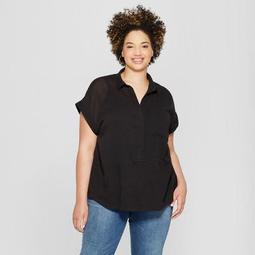 Women's Plus Size Short Sleeve Knit Camp Shirt - Universal Thread™
