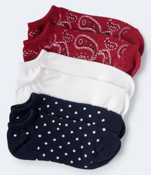 3-Pack Paisley, Dot & Solid Ankle Socks