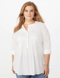 Plus Size Swiss Dotted Pleated Tunic