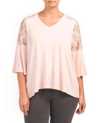 Plus Lace Bell Sleeve Top