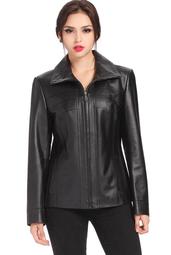 Women's "Kim" Bow Seam Leather Scuba Jacket - Plus Size