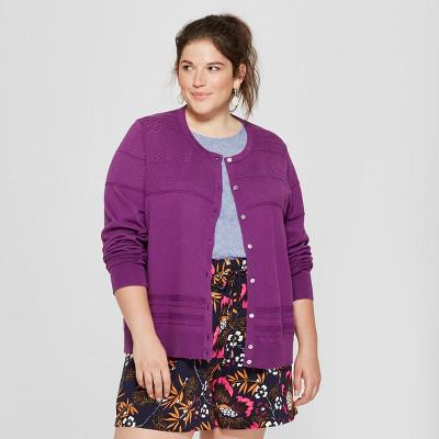 purple cardigan sweater