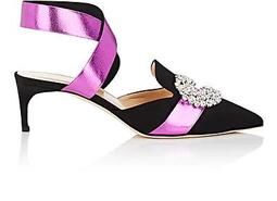 Jeweled Satin Ankle-Wrap Sandals