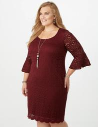 Plus Size Bell Sleeve Lace Dress