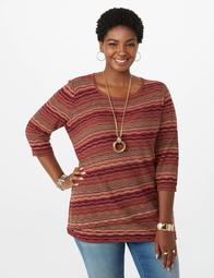 Plus Size Multi Colored Geometric Patterned Sweater