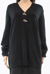 Charter Club NEW Black Gold Women's Size 1X Plus V-Neck Henley Sweater