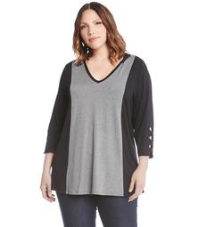 Plus Size Contrast Hooded Top