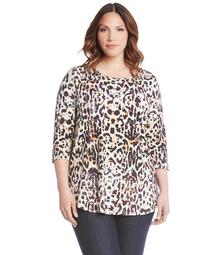 Plus Size 3/4 Sleeve Shirttail Top