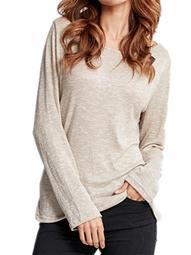 Women's Round Neck Long Sleeve Loose Casual Comfy Knitted T-shirts