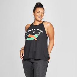 Women's Plus Size Chile Out High Neck Graphic Tank Top - Modern Lux (Juniors') Black
