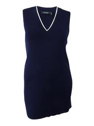 Lauren Ralph Lauren Women's Plus Size Sleeveless Sweater (2X, Navy/Ivory)