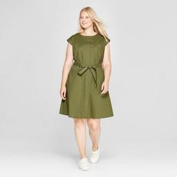 Women's Plus Size Shirt Dress - Ava & Viv™ Olive