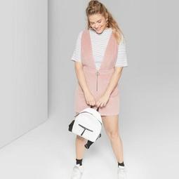 Women's Plus Size Sleeveless V-Neck Zip Front Mini Dress - Wild Fable™ Pink