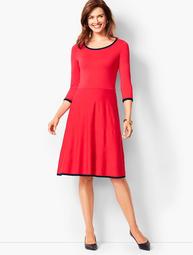 Tipped Fit & Flare Sweater Dress
