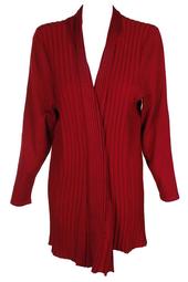 Ny Collection Plus Size Red Textured Shawl Collar Open Front Cardigan 3X