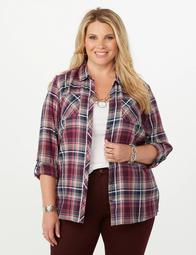 Plus Size Pink Plaid Shimmer Top