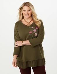 Plus Size Embroidered Floral Sweatshirt