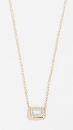 14k Gold Necklace with Large Emerald Cut Diamond