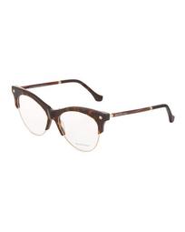 Cat-Eye Half-Rim Metal Optical Glasses