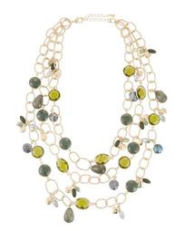 Multi-Strand Stone Necklace, Green