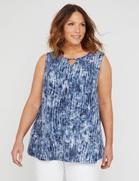 Printed Timeless Tunic Tank With Cutout