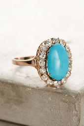 One-Of-A-Kind Vintage Turquoise Diamond Cluster Ring