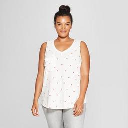 Women's Plus Size All Over Heart Print Tank Top - Fifth Sun (Juniors') Ivory