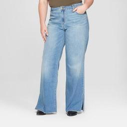 Women's Plus Size Wide Leg Side Slit Jeans - Universal Thread™ Medium Wash