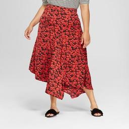 Women's Plus Size Seamed Asymmetric Hem Slip Skirt - Who What Wear™