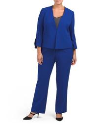 Plus Pant Suit With Flared Sleeve