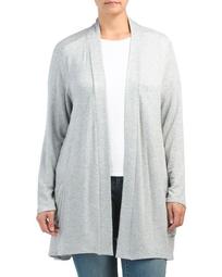 Plus Mid Length Cardigan With Pockets