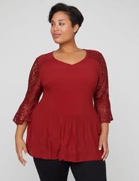 Sunset Lace Pleated Top