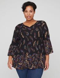 Shadow Paisley Pleated Top