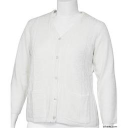 Silverts 271200103 Adaptive Open Back Light Weight Cardigan Sweater with Pockets, White - Large