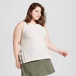 Women's Plus Size Side Tie Sweater Tank Top - Universal Thread™ Oatmeal